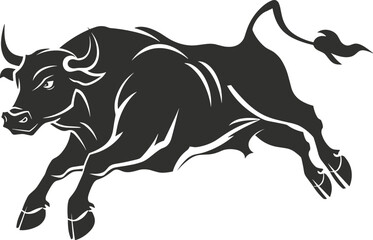 Obraz premium Angry Bull Vector Clipart - Stylized Black and White Design