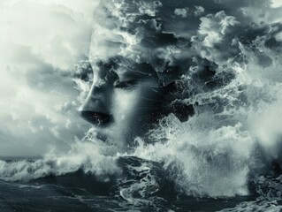 Obraz premium A person surfing through the ocean waves