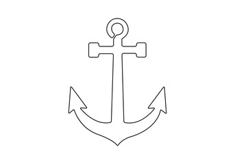 Anchor continuous single line drawing vector illustration . Premium vector