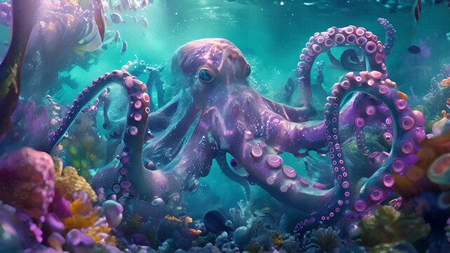A fantastical marine world that blurs the lines between reality and imagination with tentacled creatures and gravitydefying fish.