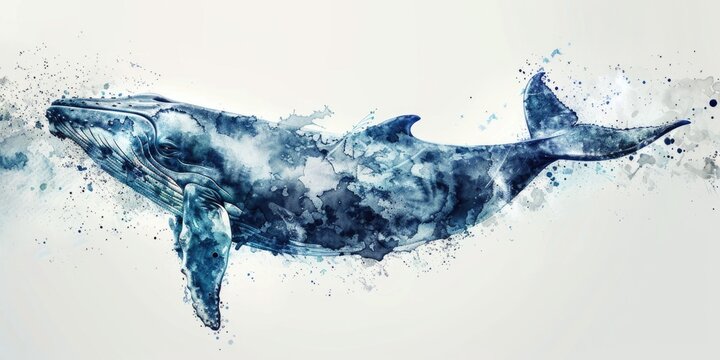 Colorful illustration of a humpback whale underwater, ideal for education or conservation materials