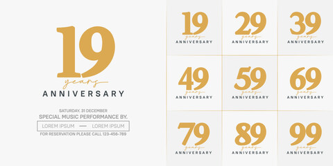anniversary logotype set vector, brown and black color for special day celebration