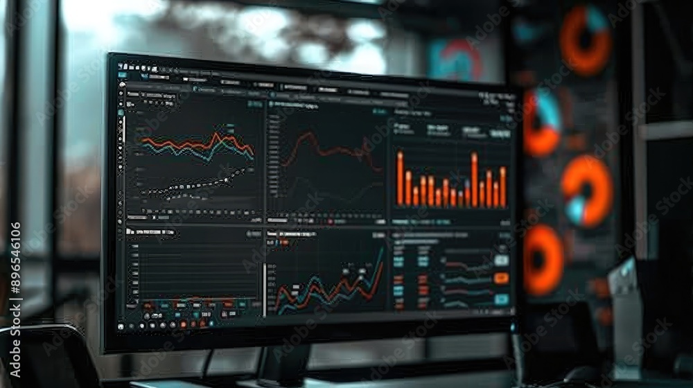 Poster a high-resolution image of a business dashboard on a computer screen.