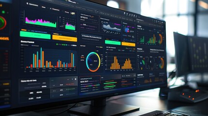 Obraz premium A high-resolution image of a business dashboard on a computer screen.