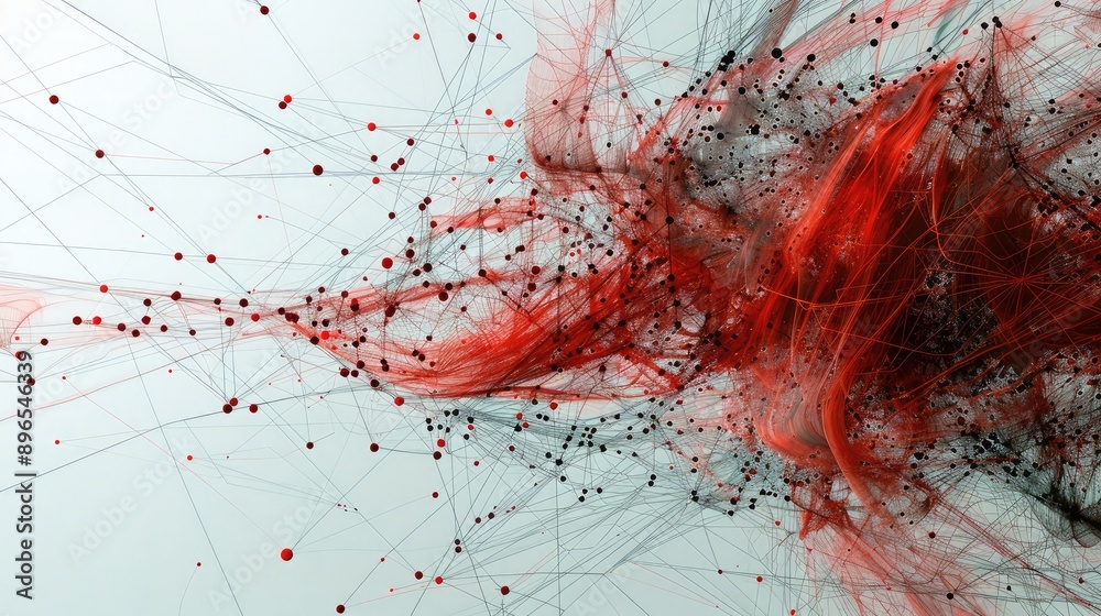 Poster a high-resolution image of a network of interconnected nodes and data streams.