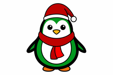 christmas penguin with santa hat