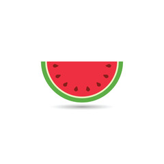 Watermelon fruit slice vector icon, Watermelon cross section with seeds colored icon for apps and websites