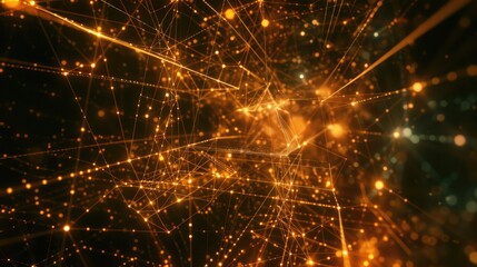 Obraz premium An abstract digital matrix with interconnected nodes and bright lights.