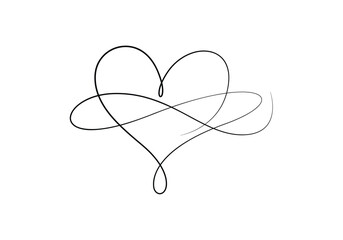 Heart continuous single line drawing vector illustration. Pro vector