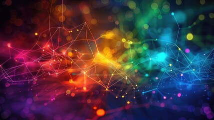 Fototapeta premium An abstract representation of communication signals with colorful lines and lights.