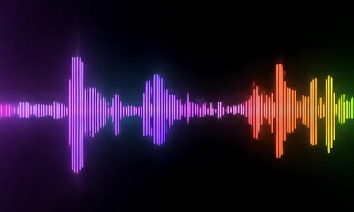 Colorful music beats represented by vibrant sound waves on a black background (mov)