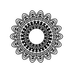 Simple mandala with black color, beautiful line shape doodle that that inspired by wheel, leaf, and flower, vintage that can be use for social media, wallpaper, e.t.c
