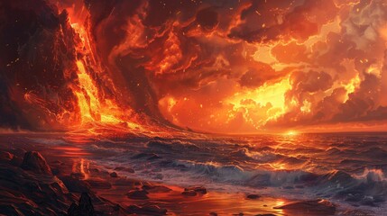 Lava Flow into Ocean.
