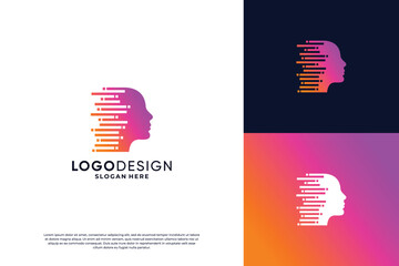 Modern smart human logo design for technology