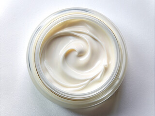 jar of cream, Texture of face care cream as background, top view