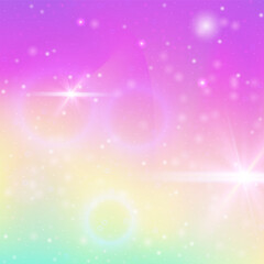 Magic Invitation. Purple Unicorn Hologram. Kawaii Background. Holographic Colorful Mesh. Pink Fantasy Pattern. Lilac Cosmic Gradient. Rainbow Texture. Neon Magic Invitation.