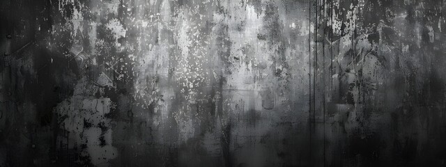Obraz premium Abstract grey grunge texture banner with space for text or design. Dark gray background. Black and white grungy wall vector. Soft gradient. Shabby vintage paper. Vector illustration.