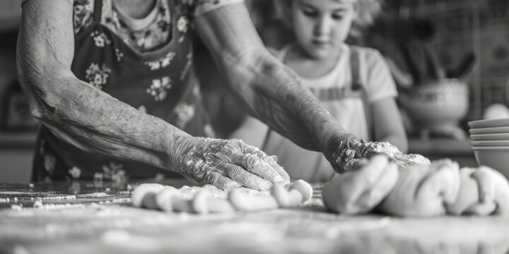 Mother-daughter duo baking doughnuts in a cozy kitchen - Powered by Adobe