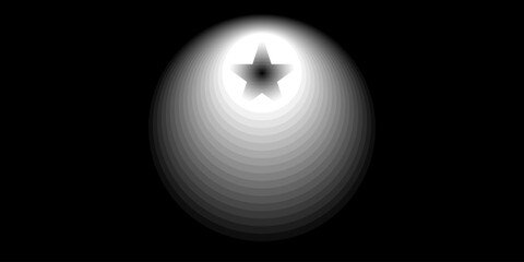 The gradient background of black to white circles forms a tunnel to the stars