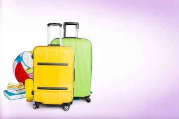 Set of travel suitcase. Travel concept