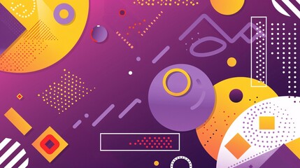 Obraz premium Abstract Geometric Background with Purple, Yellow, and White Shapes.