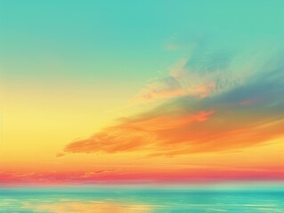 Obraz premium A peaceful moment at the beach with a beautiful orange and pink sunset sky