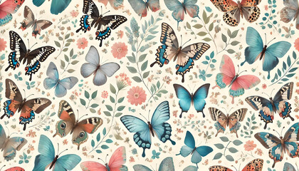 seamless pattern with butterflies