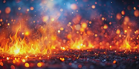 Fototapeta premium Fiery embers in abstract blur, gradient hues, serene visuals, extreme close-up, abstract, blurred, fiery, embers