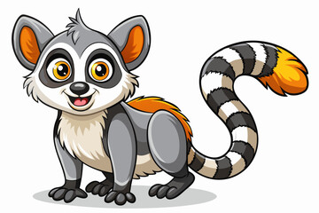 Funny Lemur Vector Illustration Cartoon, Clipart And Line Art Design on White Background, Funny lemur vector illustration on white background, perfect for cartoons, clipart, and line art