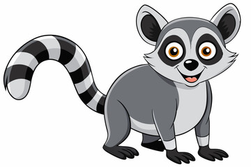 Funny Lemur Vector Illustration Cartoon, Clipart And Line Art Design on White Background, Funny lemur vector illustration on white background, perfect for cartoons, clipart, and line art