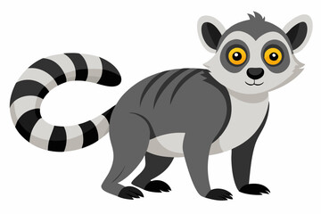 Funny Lemur Vector Illustration Cartoon, Clipart And Line Art Design on White Background, Funny lemur vector illustration on white background, perfect for cartoons, clipart, and line art