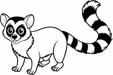 Funny Lemur Vector Illustration Cartoon, Clipart And Line Art Design on White Background, Funny lemur vector illustration on white background, perfect for cartoons, clipart, and line art