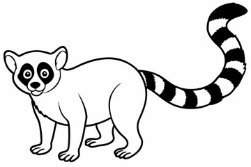 Funny Lemur Vector Illustration Cartoon, Clipart And Line Art Design on White Background, Funny lemur vector illustration on white background, perfect for cartoons, clipart, and line art