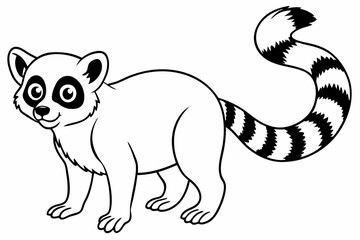 Funny Lemur Vector Illustration Cartoon, Clipart And Line Art Design on White Background, Funny lemur vector illustration on white background, perfect for cartoons, clipart, and line art