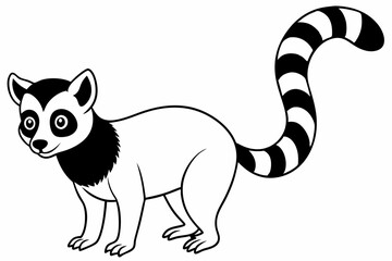 Funny Lemur Vector Illustration Cartoon, Clipart And Line Art Design on White Background, Funny lemur vector illustration on white background, perfect for cartoons, clipart, and line art