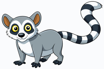 Fototapeta premium Funny Lemur Vector Illustration Cartoon, Clipart And Line Art Design on White Background, Funny lemur vector illustration on white background, perfect for cartoons, clipart, and line art