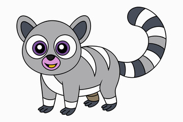 Funny Lemur Vector Illustration Cartoon, Clipart And Line Art Design on White Background, Funny lemur vector illustration on white background, perfect for cartoons, clipart, and line art