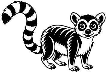 Obraz premium Funny Lemur Vector Illustration Cartoon, Clipart And Line Art Design on White Background, Funny lemur vector illustration on white background, perfect for cartoons, clipart, and line art