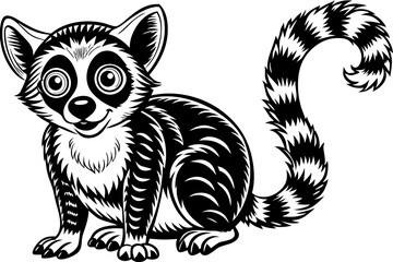 Funny Lemur Vector Illustration Cartoon, Clipart And Line Art Design on White Background, Funny lemur vector illustration on white background, perfect for cartoons, clipart, and line art