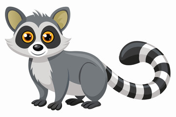 Obraz premium Funny Lemur Vector Illustration Cartoon, Clipart And Line Art Design on White Background, Funny lemur vector illustration on white background, perfect for cartoons, clipart, and line art