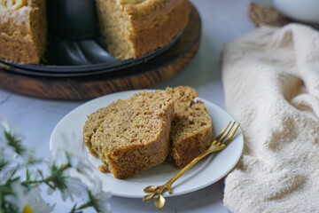 Homemade steamed sponge banana cake