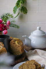 Homemade steamed sponge banana cake