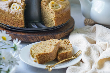 Homemade steamed sponge banana cake