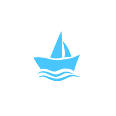 blue boat logo icon