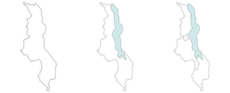 Malawi map. Map of Malawi in set