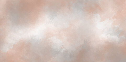 Brown and gray  powder explosion isolated on white background.. Smoke picture in soft focus .Soft pastel hues blend smoothly on a textured surface Hand painted watercolor sky and clouds, 