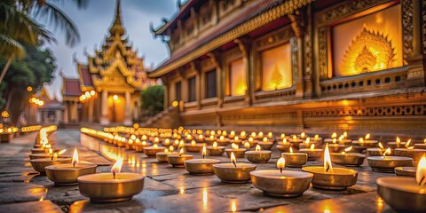 Fototapeta premium Candles flickering in the courtyard of a Cambodian temple , Cambodia, temple, candles, flame, courtyard