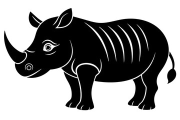Obraz premium Funny Rhino Vector Illustration Cartoons, Clipart, and Line Art Design on White Background, Playful funny rhino vector design, perfect for cartoons, clipart, and line art on white background