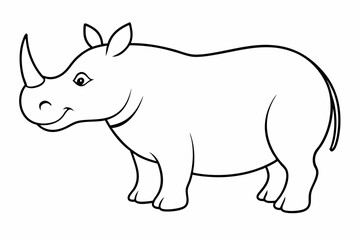 Funny Rhino Vector Illustration Cartoons, Clipart, and Line Art Design on White Background, Playful funny rhino vector design, perfect for cartoons, clipart, and line art on white background