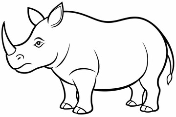 Funny Rhino Vector Illustration Cartoons, Clipart, and Line Art Design on White Background, Playful funny rhino vector design, perfect for cartoons, clipart, and line art on white background